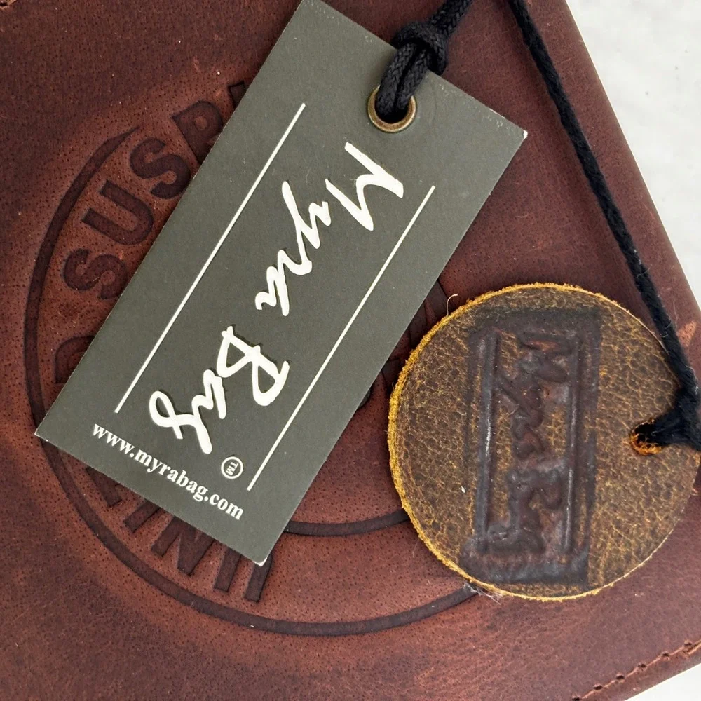 Myra Bifold‎ Wallet Mens Matter Brown Leather Embossed Coin Pocket Cowboy New